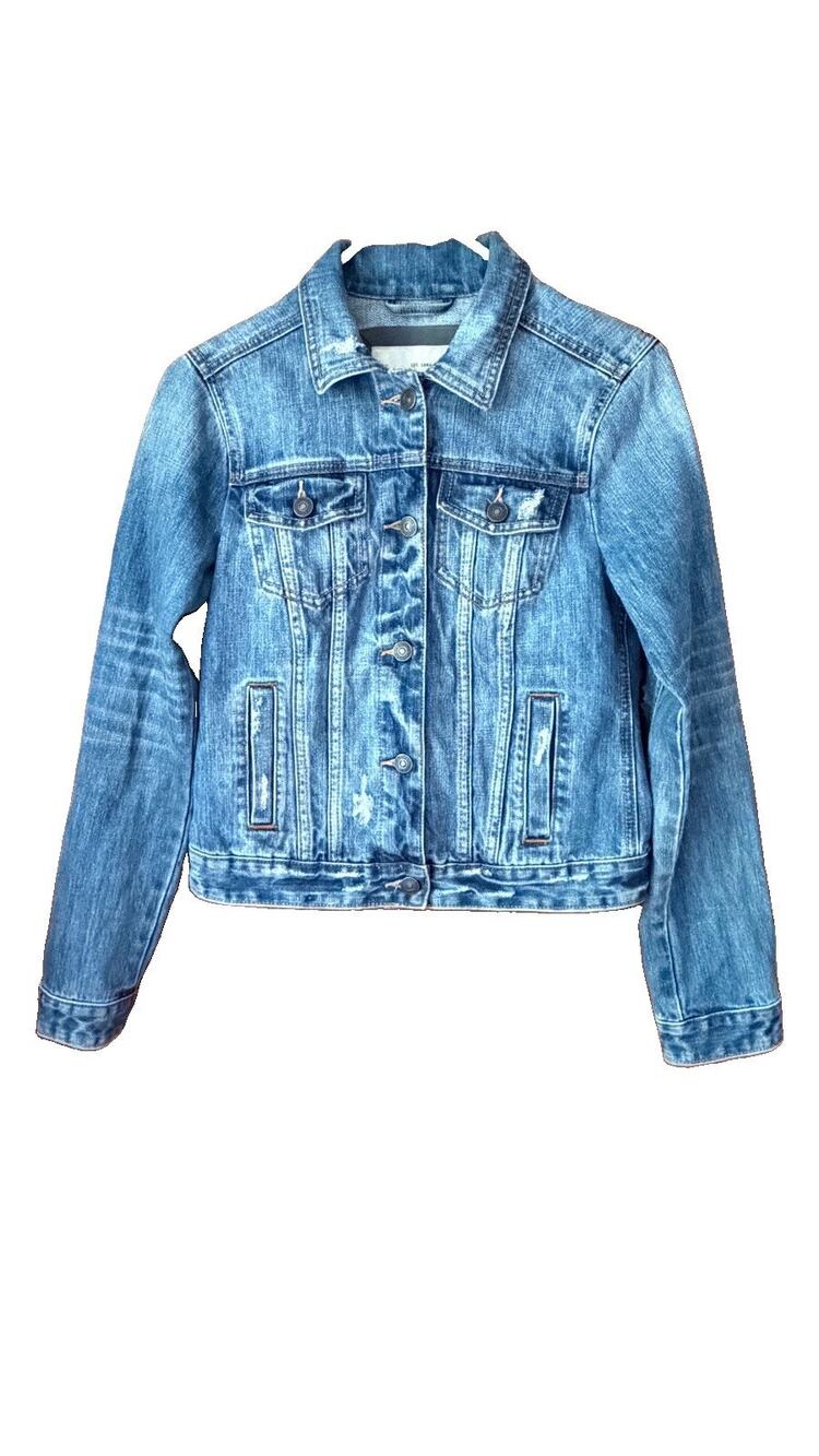 Abercrombie & Fitch Vintage Distressed Denim Trucker Jacket Y2K Women's Size M